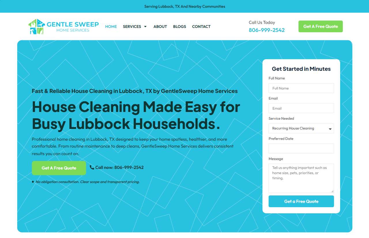 GentleSweep Home Services website